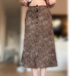 OAK+FORT Leopard Print Midi Skirt
